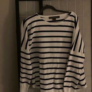 White & Black Striped Knit Sweater